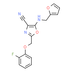 ChemSpider 2D Image | 2-(2-Fluoro-phenoxymethyl)-5-[(furan-2-ylmethyl)-amino]-oxazole-4-carbonitrile | C16H12FN3O3