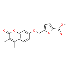 ChemSpider 2D Image | Methyl 5-{[(3,4-dimethyl-2-oxo-2H-chromen-7-yl)oxy]methyl}-2-furoate | C18H16O6