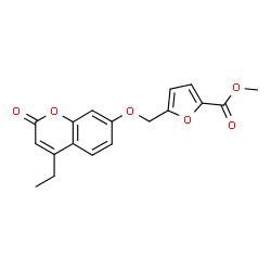 ChemSpider 2D Image | Methyl 5-{[(4-ethyl-2-oxo-2H-chromen-7-yl)oxy]methyl}-2-furoate | C18H16O6