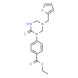 ChemSpider 2D Image | Ethyl 4-[5-(2-furylmethyl)-2-thioxo-1,3,5-triazinan-1-yl]benzoate | C17H19N3O3S