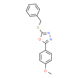 ChemSpider 2D Image | 2-(Benzylsulfanyl)-5-(4-methoxyphenyl)-1,3,4-oxadiazole | C16H14N2O2S