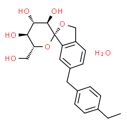 ChemSpider 2D Image | (1R,3'R,4'S,5'S,6'R)-6-(4-Ethylbenzyl)-6'-(hydroxymethyl)-3',4',5',6'-tetrahydro-3H-spiro[2-benzofuran-1,2'-pyran]-3',4',5'-triol hydrate (1:1) | C22H28O7