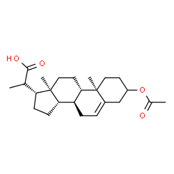 ChemSpider 2D Image | 2-[(8S,9S,10R,13S,14S,17R)-3-Acetoxy-10,13-dimethyl-2,3,4,7,8,9,10,11,12,13,14,15,16,17-tetradecahydro-1H-cyclopenta[a]phenanthren-17-yl]propanoic acid (non-preferred name) | C24H36O4