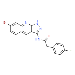 ChemSpider 2D Image | N-(7-Bromo-1H-pyrazolo[3,4-b]quinolin-3-yl)-2-(4-fluorophenyl)acetamide | C18H12BrFN4O
