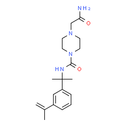 ChemSpider 2D Image | 4-(2-Amino-2-oxoethyl)-N-[2-(3-isopropenylphenyl)-2-propanyl]-1-piperazinecarboxamide | C19H28N4O2