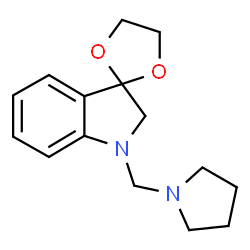ChemSpider 2D Image | 1'-(1-Pyrrolidinylmethyl)-1',2'-dihydrospiro[1,3-dioxolane-2,3'-indole] | C15H20N2O2