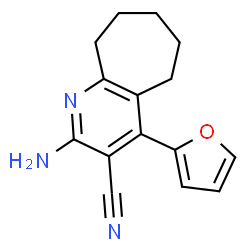ChemSpider 2D Image | 2-Amino-4-(2-furyl)-6,7,8,9-tetrahydro-5H-cyclohepta[b]pyridine-3-carbonitrile | C15H15N3O