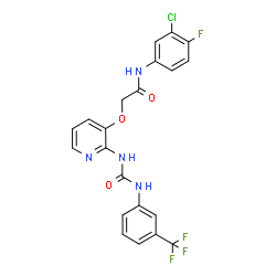 ChemSpider 2D Image | N-(3-Chloro-4-fluorophenyl)-2-{[2-({[3-(trifluoromethyl)phenyl]carbamoyl}amino)-3-pyridinyl]oxy}acetamide | C21H15ClF4N4O3