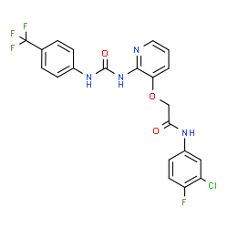 ChemSpider 2D Image | N-(3-Chloro-4-fluorophenyl)-2-{[2-({[4-(trifluoromethyl)phenyl]carbamoyl}amino)-3-pyridinyl]oxy}acetamide | C21H15ClF4N4O3