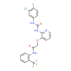 ChemSpider 2D Image | 2-[(2-{[(3-Chloro-4-fluorophenyl)carbamoyl]amino}-3-pyridinyl)oxy]-N-[2-(trifluoromethyl)phenyl]acetamide | C21H15ClF4N4O3