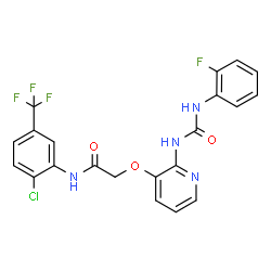 ChemSpider 2D Image | N-[2-Chloro-5-(trifluoromethyl)phenyl]-2-[(2-{[(2-fluorophenyl)carbamoyl]amino}-3-pyridinyl)oxy]acetamide | C21H15ClF4N4O3