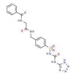 ChemSpider 2D Image | N-[2-Oxo-2-({4-[(1H-tetrazol-5-ylcarbamoyl)sulfamoyl]benzyl}amino)ethyl]benzamide | C18H18N8O5S