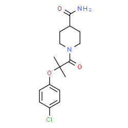 ChemSpider 2D Image | 1-[2-(4-Chlorophenoxy)-2-methylpropanoyl]-4-piperidinecarboxamide | C16H21ClN2O3