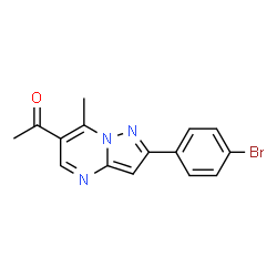 ChemSpider 2D Image | 1-[2-(4-Bromophenyl)-7-methylpyrazolo[1,5-a]pyrimidin-6-yl]ethanone | C15H12BrN3O