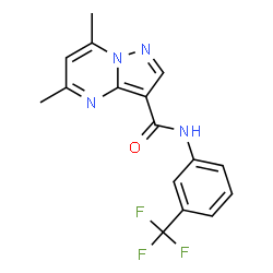 ChemSpider 2D Image | 5,7-Dimethyl-N-[3-(trifluoromethyl)phenyl]pyrazolo[1,5-a]pyrimidine-3-carboxamide | C16H13F3N4O