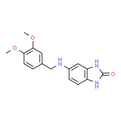 ChemSpider 2D Image | 5-[(3,4-Dimethoxybenzyl)amino]-1,3-dihydro-2H-benzimidazol-2-one | C16H17N3O3