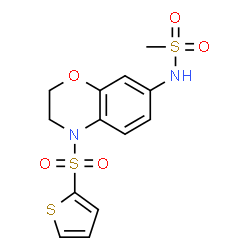ChemSpider 2D Image | N-[4-(2-Thienylsulfonyl)-3,4-dihydro-2H-1,4-benzoxazin-7-yl]methanesulfonamide | C13H14N2O5S3