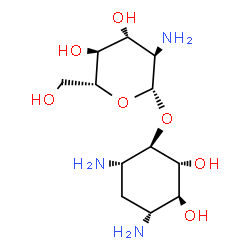 ChemSpider 2D Image | (1R,2R,3S,4R,6S)-4,6-Diamino-2,3-dihydroxycyclohexyl 2-amino-2-deoxy-beta-D-glucopyranoside | C12H25N3O7