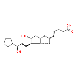 ChemSpider 2D Image | (5E)-5-[(3aS,4R,5R,6aS)-4-[(3S)-3-Cyclopentyl-3-hydroxy-1-propen-1-yl]-5-hydroxyhexahydro-2(1H)-pentalenylidene]pentanoic acid | C21H32O4