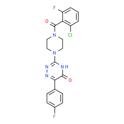 ChemSpider 2D Image | 3-[4-(2-Chloro-6-fluorobenzoyl)-1-piperazinyl]-6-(4-fluorophenyl)-1,2,4-triazin-5(4H)-one | C20H16ClF2N5O2