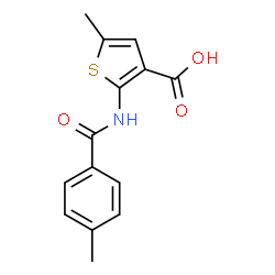 ChemSpider 2D Image | 5-Methyl-2-[(4-methylbenzoyl)amino]-3-thiophenecarboxylic acid | C14H13NO3S