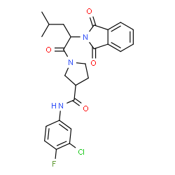 ChemSpider 2D Image | N-(3-Chloro-4-fluorophenyl)-1-[2-(1,3-dioxo-1,3-dihydro-2H-isoindol-2-yl)-4-methylpentanoyl]-3-pyrrolidinecarboxamide | C25H25ClFN3O4