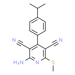 ChemSpider 2D Image | 2-Amino-4-(4-isopropylphenyl)-6-(methylsulfanyl)-3,5-pyridinedicarbonitrile | C17H16N4S