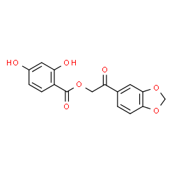 ChemSpider 2D Image | 2-(1,3-Benzodioxol-5-yl)-2-oxoethyl 2,4-dihydroxybenzoate | C16H12O7