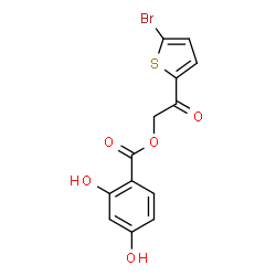 ChemSpider 2D Image | 2-(5-Bromo-2-thienyl)-2-oxoethyl 2,4-dihydroxybenzoate | C13H9BrO5S
