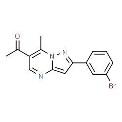ChemSpider 2D Image | 1-[2-(3-Bromophenyl)-7-methylpyrazolo[1,5-a]pyrimidin-6-yl]ethanone | C15H12BrN3O