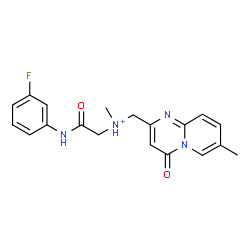 ChemSpider 2D Image | 2-[(3-Fluorophenyl)amino]-N-methyl-N-[(7-methyl-4-oxo-4H-pyrido[1,2-a]pyrimidin-2-yl)methyl]-2-oxoethanaminium | C19H20FN4O2