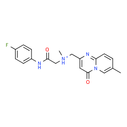ChemSpider 2D Image | 2-[(4-Fluorophenyl)amino]-N-methyl-N-[(7-methyl-4-oxo-4H-pyrido[1,2-a]pyrimidin-2-yl)methyl]-2-oxoethanaminium | C19H20FN4O2