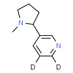 ChemSpider 2D Image | 3-(1-Methyl-2-pyrrolidinyl)(5,6-~2~H_2_)pyridine | C10H12D2N2