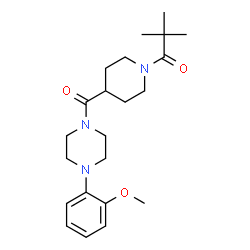 ChemSpider 2D Image | 1-(4-{[4-(2-Methoxyphenyl)-1-piperazinyl]carbonyl}-1-piperidinyl)-2,2-dimethyl-1-propanone | C22H33N3O3