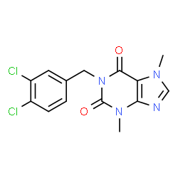 ChemSpider 2D Image | 1-(3,4-Dichloro-benzyl)-3,7-dimethyl-3,7-dihydro-purine-2,6-dione | C14H12Cl2N4O2