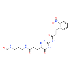 ChemSpider 2D Image | (2E)-N-(6-{3-[(3-Formamidopropyl)amino]-3-oxopropyl}-5-oxo-4,5-dihydro-1,2,4-triazin-3-yl)-3-(2-nitrophenyl)acrylamide | C19H21N7O6