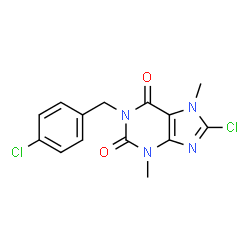 ChemSpider 2D Image | 8-Chloro-1-(4-chloro-benzyl)-3,7-dimethyl-3,7-dihydro-purine-2,6-dione | C14H12Cl2N4O2