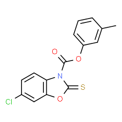 ChemSpider 2D Image | 6-Chloro-2-thioxo-benzooxazole-3-carboxylic acid m-tolyl ester | C15H10ClNO3S