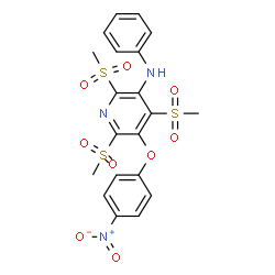 ChemSpider 2D Image | 2,4,6-Tris(methylsulfonyl)-5-(4-nitrophenoxy)-N-phenyl-3-pyridinamine | C20H19N3O9S3