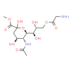 ChemSpider 2D Image | Methyl (6R)-5-acetamido-3,5-dideoxy-6-[(1R,2R)-3-(glycyloxy)-1,2-dihydroxypropyl]-L-threo-hex-2-ulopyranosonate | C14H24N2O10