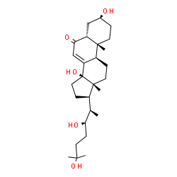 ChemSpider 2D Image | (3beta,5beta,14beta,20R,22R)-3,14,22,25-Tetrahydroxycholest-7-en-6-one | C27H44O5