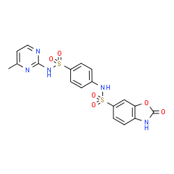ChemSpider 2D Image | N-{4-[(4-Methyl-2-pyrimidinyl)sulfamoyl]phenyl}-2-oxo-2,3-dihydro-1,3-benzoxazole-6-sulfonamide | C18H15N5O6S2