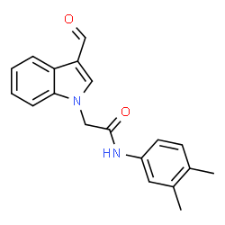 ChemSpider 2D Image | N-(3,4-dimethylphenyl)-2-(3-formylindol-1-yl)acetamide | C19H18N2O2