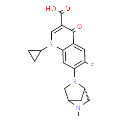 ChemSpider 2D Image | 1-Cyclopropyl-6-fluoro-7-[(1S)-5-methyl-2,5-diazabicyclo[2.2.1]hept-2-yl]-4-oxo-1,4-dihydro-3-quinolinecarboxylic acid | C19H20FN3O3