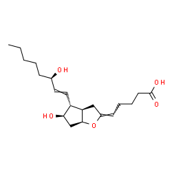 ChemSpider 2D Image | (5E,9alpha,11alpha,15R)-11,15-Dihydroxy-6,9-epoxyprosta-5,13-dien-1-oic acid | C20H32O5