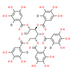 ChemSpider 2D Image | 2,3,4,5,6-Pentakis-O-{[3,4,5-trihydroxy(2-~2~H)phenyl]carbonyl}-D-glucose | C41H27D5O26