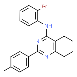 ChemSpider 2D Image | N-(2-Bromophenyl)-2-(4-methylphenyl)-5,6,7,8-tetrahydro-4-quinazolinamine | C21H20BrN3