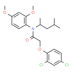 ChemSpider 2D Image | 2-(2,4-Dichlorophenoxy)-N-(2,4-dimethoxyphenyl)-N-(4-methyl-2-pentanyl)acetamide | C22H27Cl2NO4