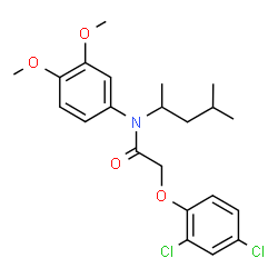 ChemSpider 2D Image | 2-(2,4-Dichlorophenoxy)-N-(3,4-dimethoxyphenyl)-N-(4-methyl-2-pentanyl)acetamide | C22H27Cl2NO4