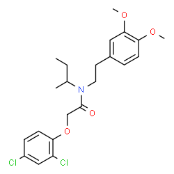 ChemSpider 2D Image | N-sec-Butyl-2-(2,4-dichlorophenoxy)-N-[2-(3,4-dimethoxyphenyl)ethyl]acetamide | C22H27Cl2NO4